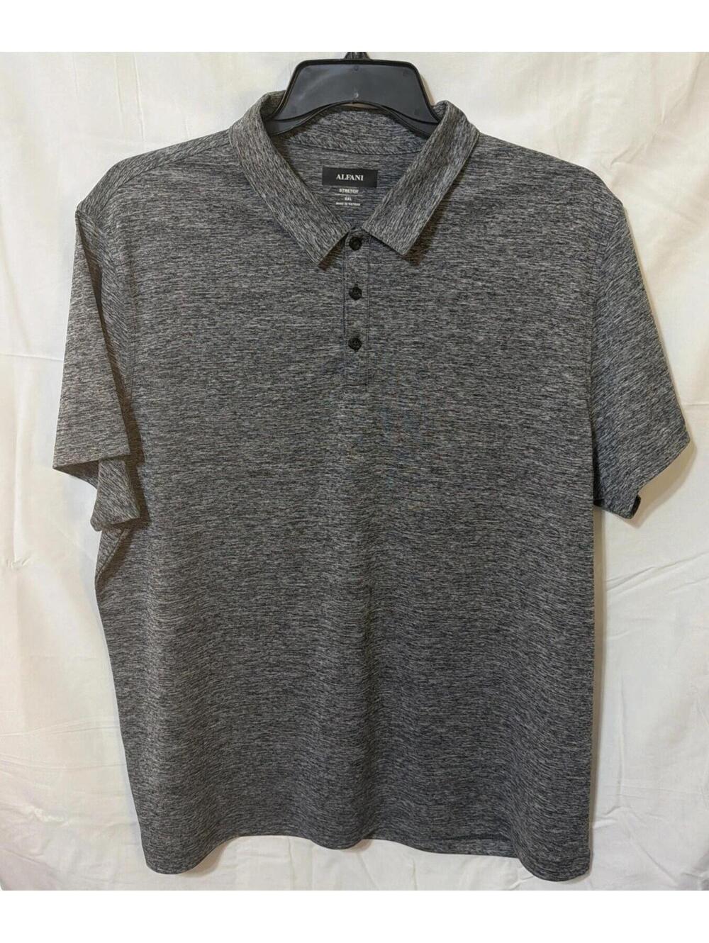 Alfani Stretch Mens Short Sleeve Polo Shirt Black/White XXL Golf, Tennis, Work
